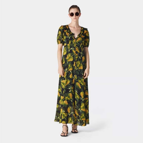 NWT Marc Jacobs Redux Grunge Collection Printed Maxi Dress Black/Yellow - Picture 5 of 11
